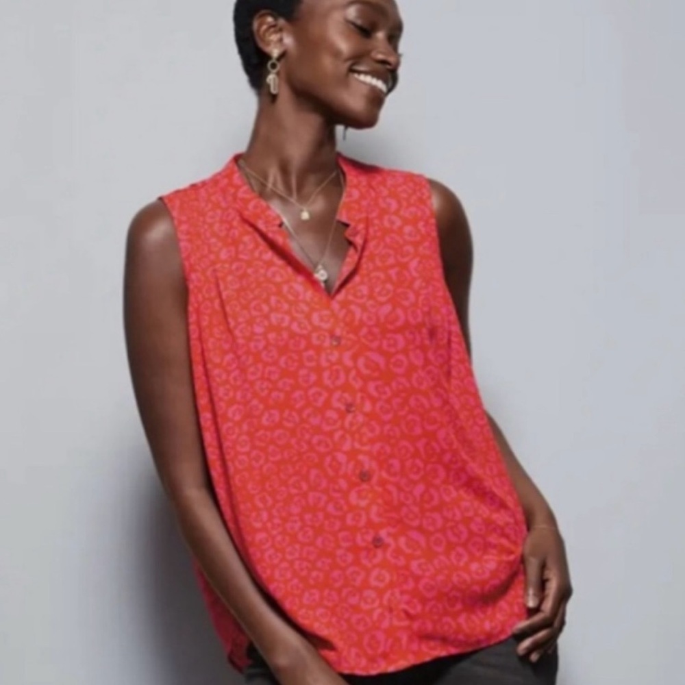 CAbi Vibrant Red Sleeveless Blouse